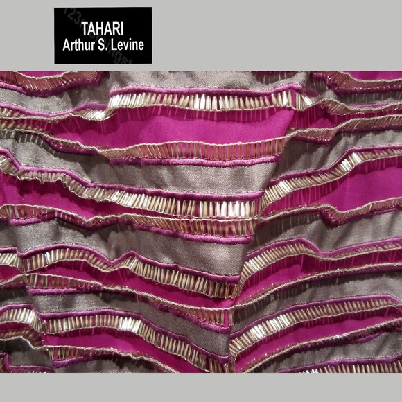 TAHARI ASL NEW Embellished Silver Ribbon Violet Cocktail Sheath Mini Dress — XS - Picture 10 of 13